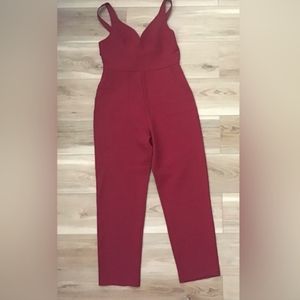 Lulus Eureka Wine Red Tie Back Jumpsuit M